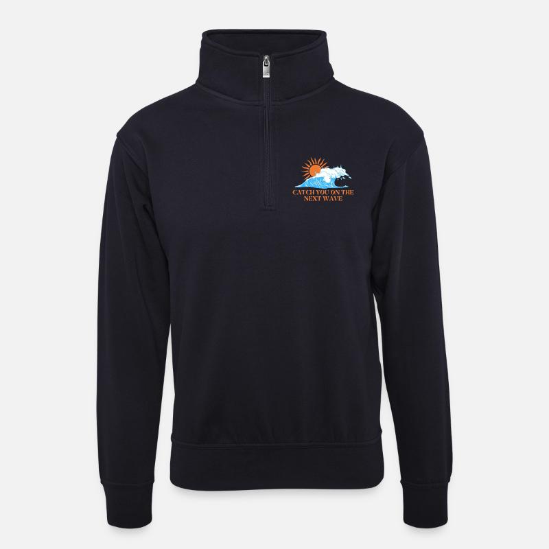 Fang die nächste Welle - Unisex Pullover mit Zip-Kragen - Dunkelnavy