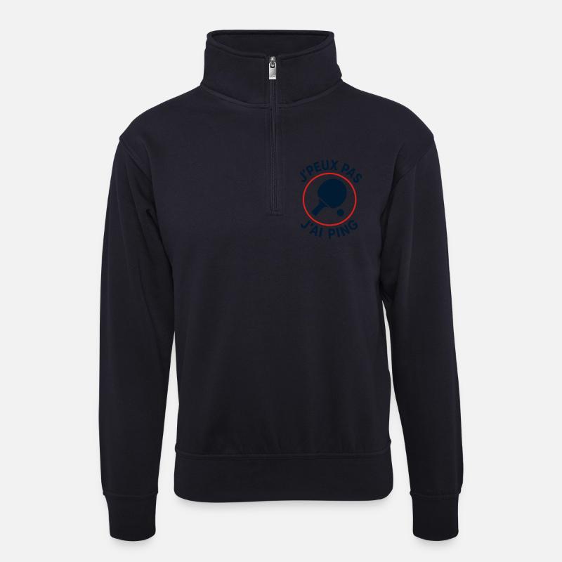 Ich kann nicht, ich ping. - Unisex Pullover mit Zip-Kragen - Dunkelnavy