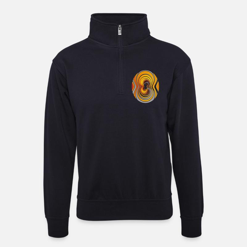 Farbwirbel Tunnel - Unisex Pullover mit Zip-Kragen - Dunkelnavy