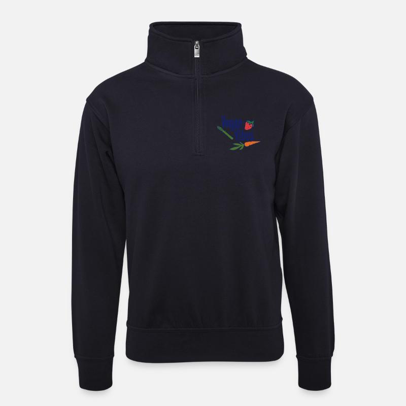 Vegan Vibes Veggie Logo - Unisex Pullover mit Zip-Kragen - Dunkelnavy