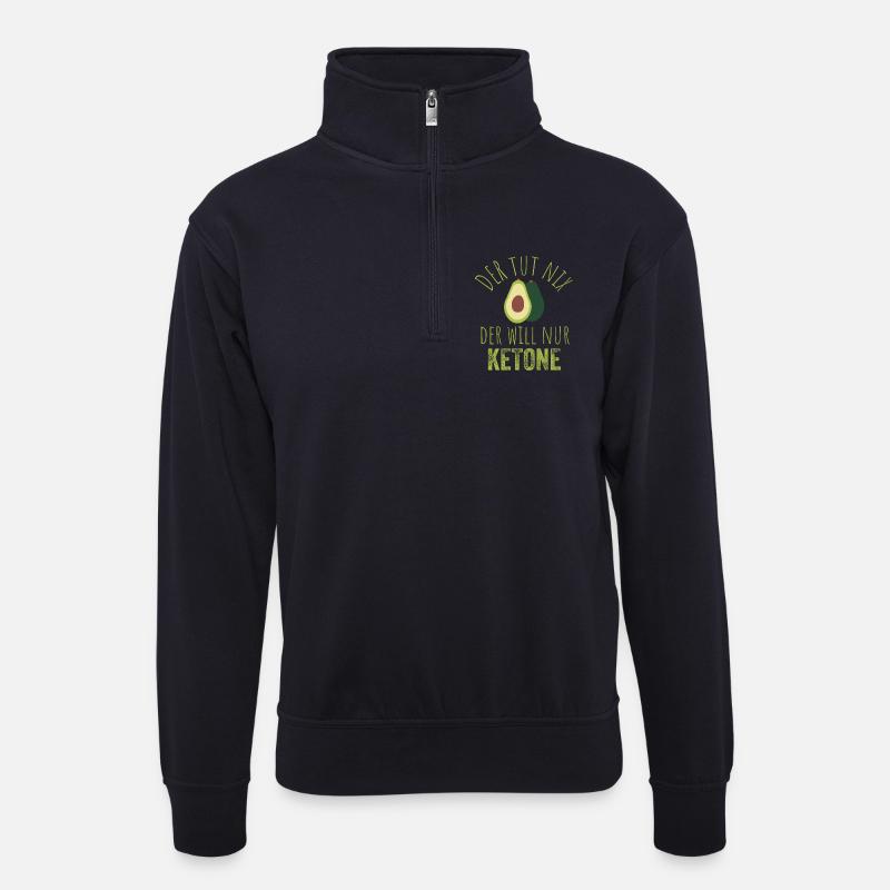 Avocado Keto Spruchbild - Unisex Pullover mit Zip-Kragen - Dunkelnavy