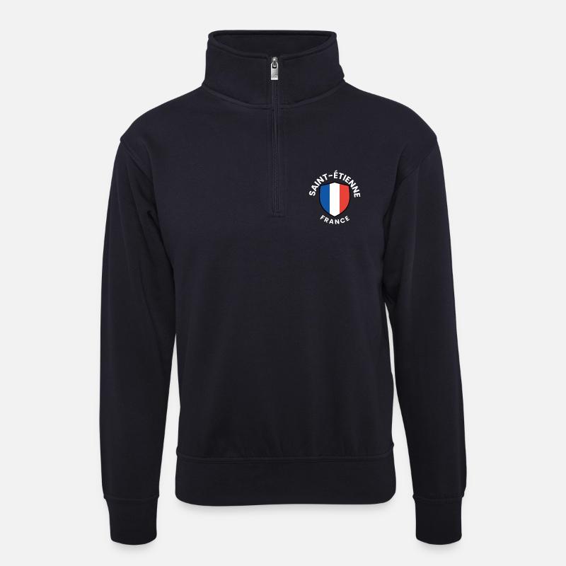 Saint-Étienne-Frankreich-Schild - Unisex Pullover mit Zip-Kragen - Dunkelnavy