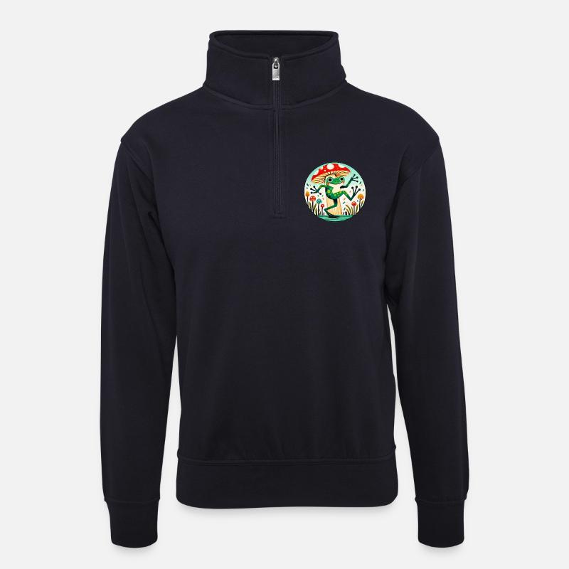 Pilzfrosch-Launenkreis - Unisex Pullover mit Zip-Kragen - Dunkelnavy