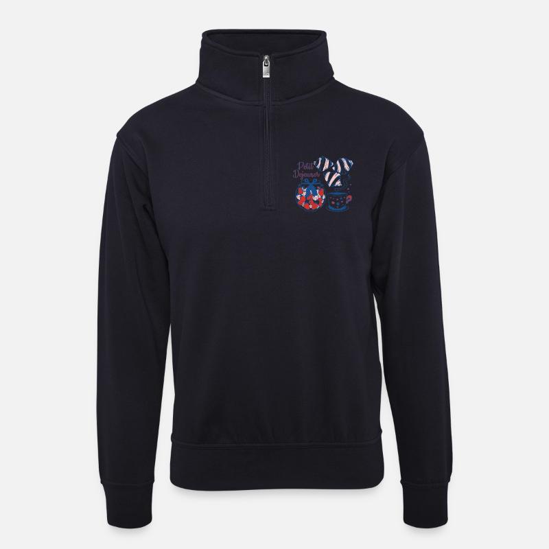 Petit Déjeuner Frühstücksdesign - Unisex Pullover mit Zip-Kragen - Dunkelnavy