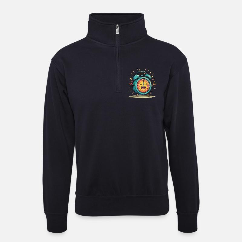 Sonnenwecker Jubelbild - Unisex Pullover mit Zip-Kragen - Dunkelnavy