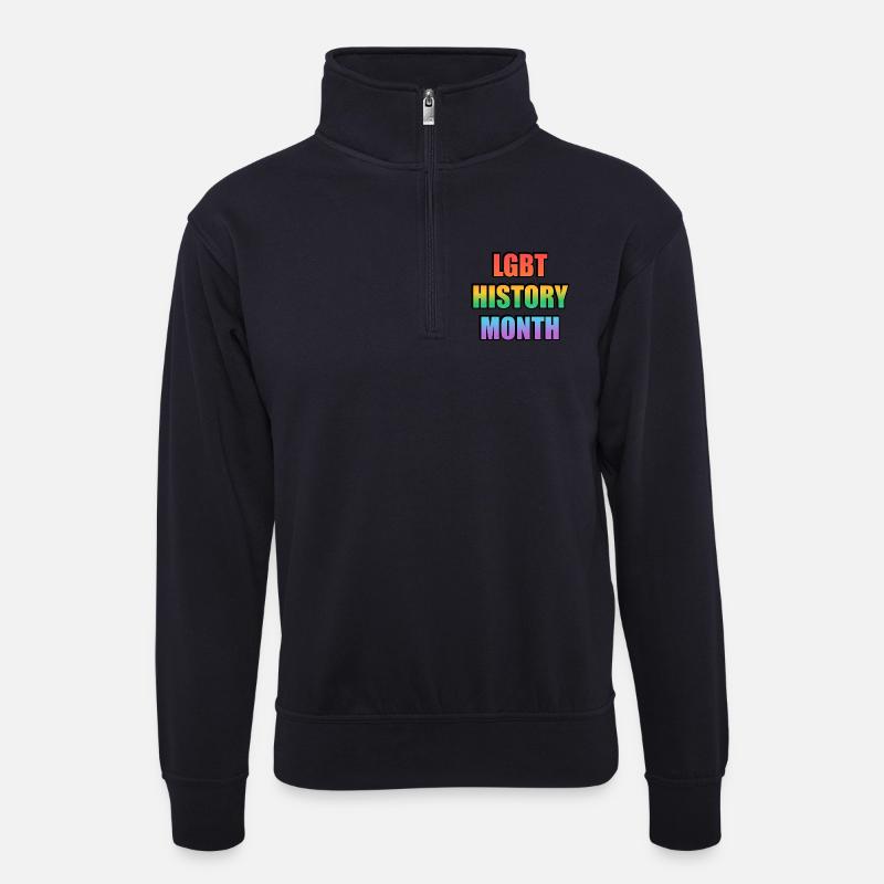 LGBT-Geschichtsmonat Verlaufstext - Unisex Pullover mit Zip-Kragen - Dunkelnavy