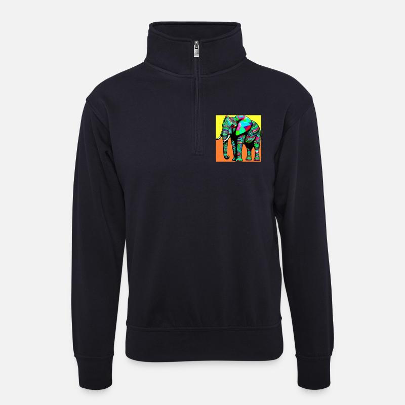 Elefant - Unisex Pullover mit Zip-Kragen - Dunkelnavy