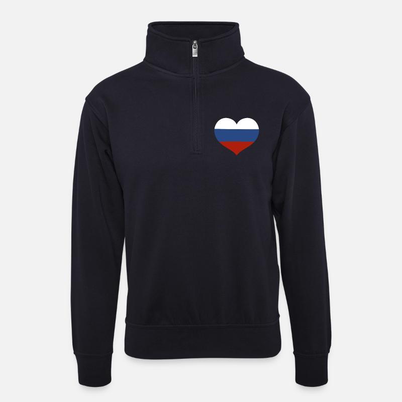 Russische Herzflagge - Unisex Pullover mit Zip-Kragen - Dunkelnavy