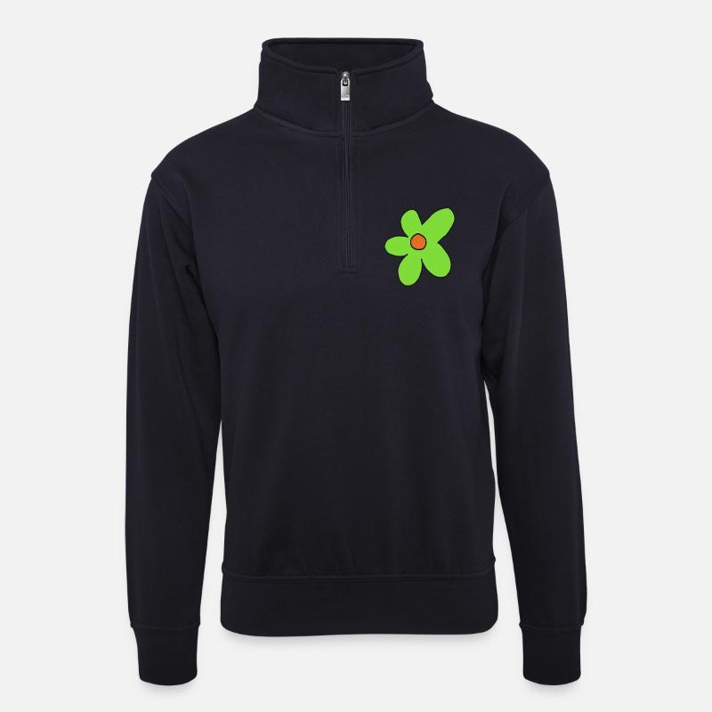 Limettenblumen-Pop-Kunst - Unisex Pullover mit Zip-Kragen - Dunkelnavy