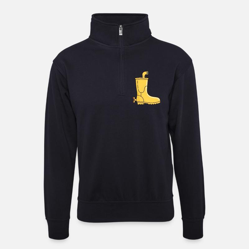 U-Boot-Regenstiefel / Yellow Submarine Boots - Unisex Pullover mit Zip-Kragen - Dunkelnavy