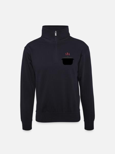 Kochtopf Dampf Kochen - Unisex Pullover mit Zip-Kragen - Dunkelnavy
