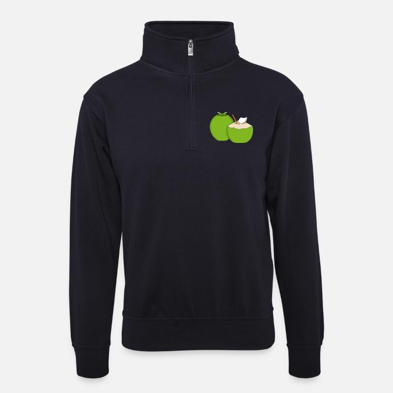 Emerald Coconut Splash - Unisex Pullover mit Zip-Kragen - Dunkelnavy