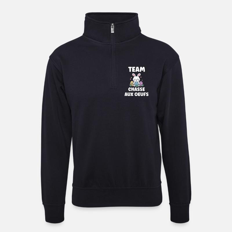 Eiersuche - Unisex Pullover mit Zip-Kragen - Dunkelnavy