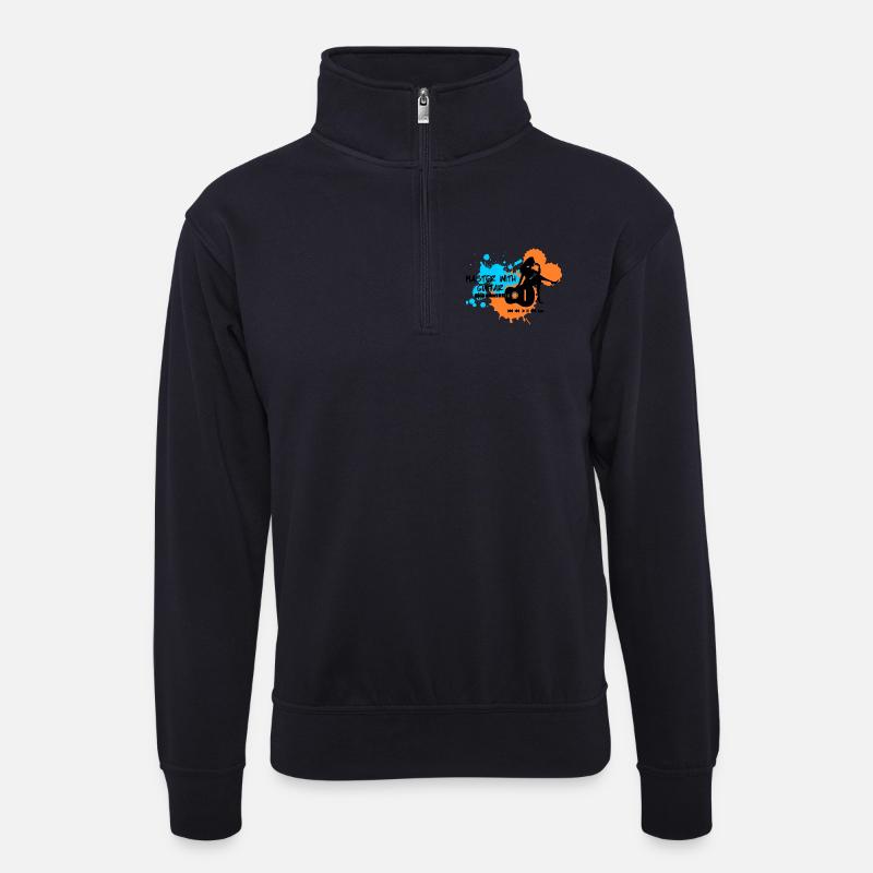 Master with guitar - Blau Orange - Unisex Pullover mit Zip-Kragen - Dunkelnavy