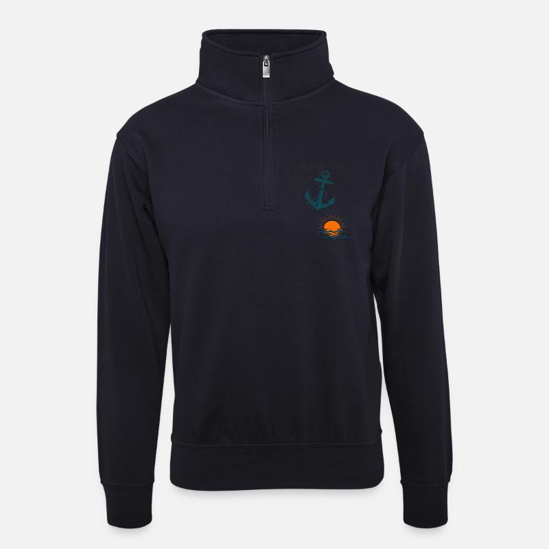 Maritime Mode und Accessoires mein Ankerplatz - Unisex Pullover mit Zip-Kragen - Dunkelnavy