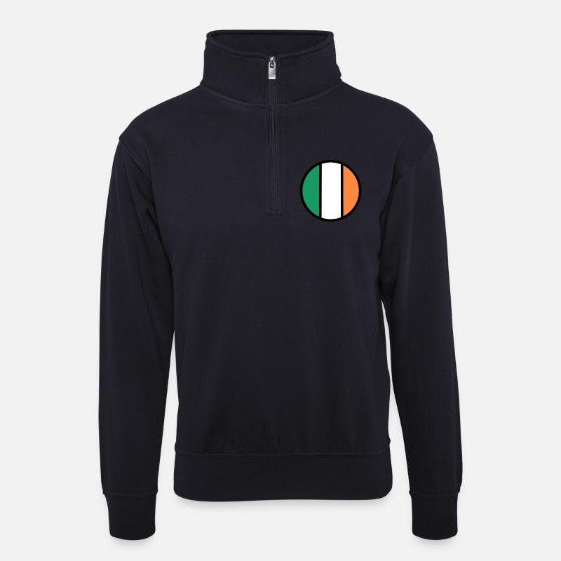 Irlands Flaggenkreis - Unisex Pullover mit Zip-Kragen - Dunkelnavy