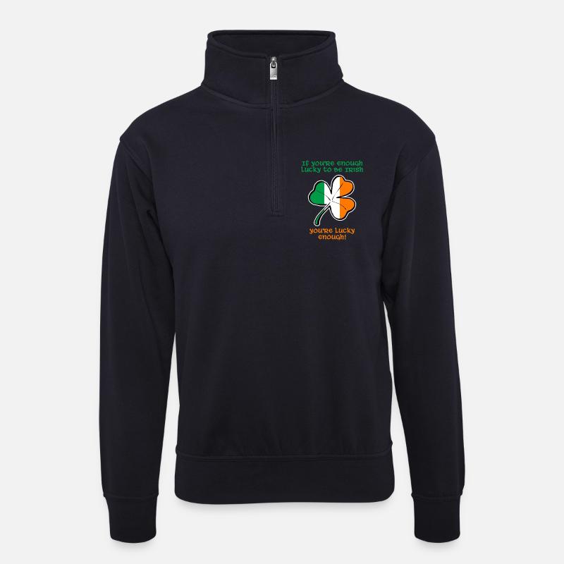 Glücklicherweise bin ich Ire. - Unisex Pullover mit Zip-Kragen - Dunkelnavy