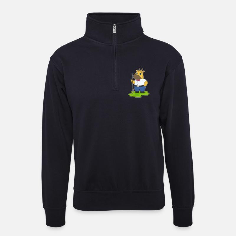 Giraffe Billiard Queue Sport - Unisex Pullover mit Zip-Kragen - Dunkelnavy
