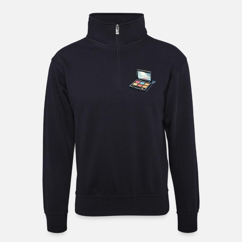 Farbenpalette Kunst: Makeup-Illustration - Unisex Pullover mit Zip-Kragen - Dunkelnavy