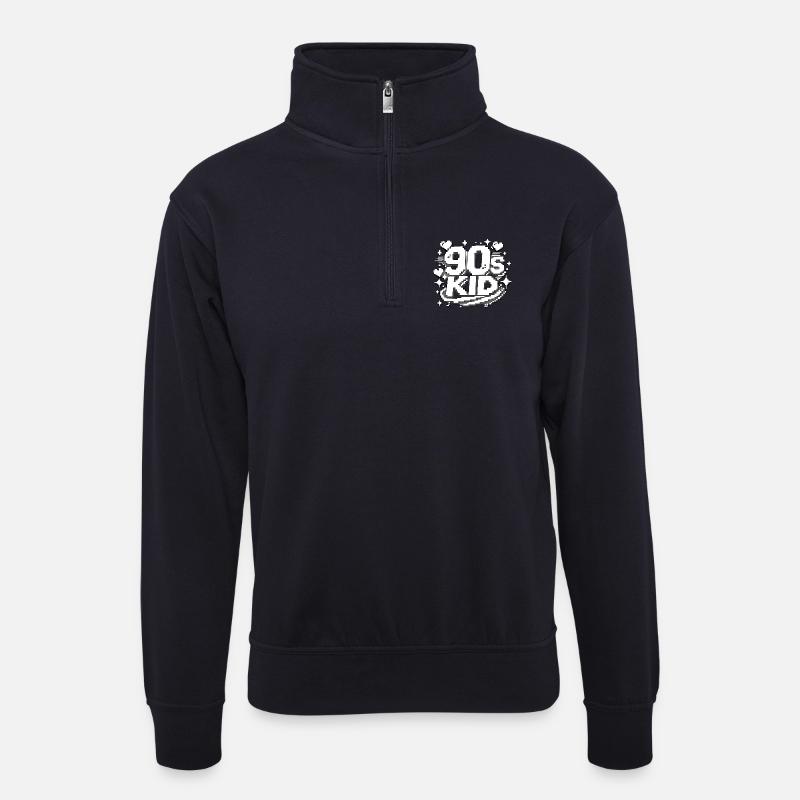 90er Kid Pixel Design - Unisex Pullover mit Zip-Kragen - Dunkelnavy
