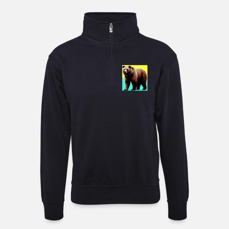 Bär - Unisex Pullover mit Zip-Kragen - Dunkelnavy