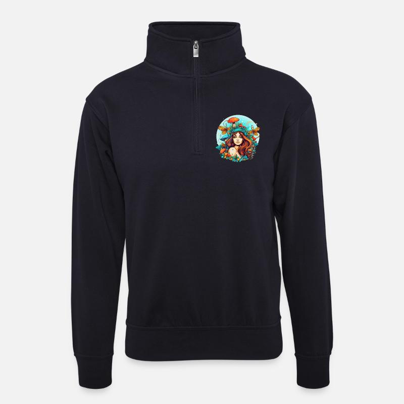 Pilz - Unisex Pullover mit Zip-Kragen - Dunkelnavy