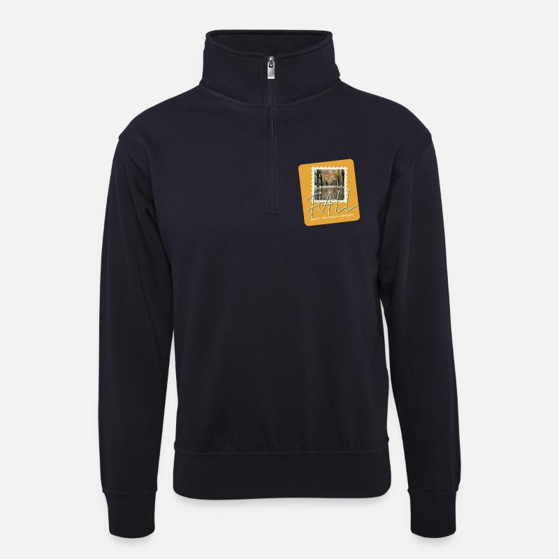 FALL Herbstpfade - Unisex Pullover mit Zip-Kragen - Dunkelnavy