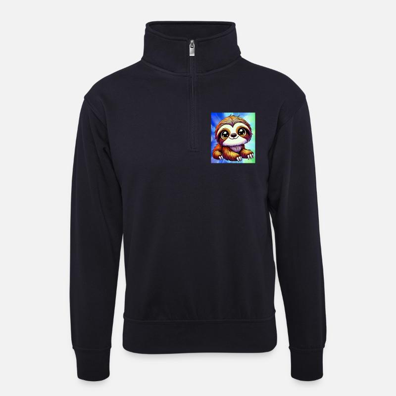 Faultier - Unisex Pullover mit Zip-Kragen - Dunkelnavy