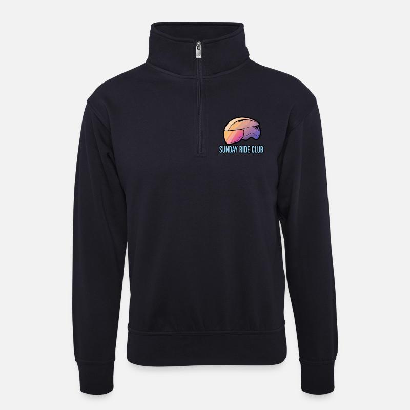 Sunday Ride Club Gradient Helm - Unisex Pullover mit Zip-Kragen - Dunkelnavy