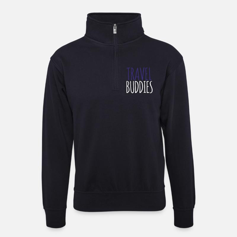Reise Buddies  - Unisex Pullover mit Zip-Kragen - Dunkelnavy