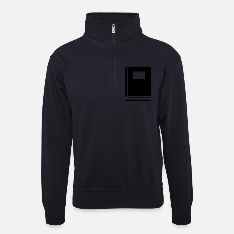 Geschlossenes Buch - Unisex Pullover mit Zip-Kragen - Dunkelnavy