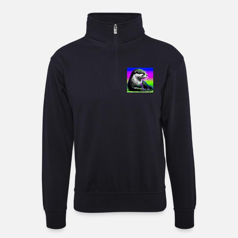 Otter - Unisex Pullover mit Zip-Kragen - Dunkelnavy