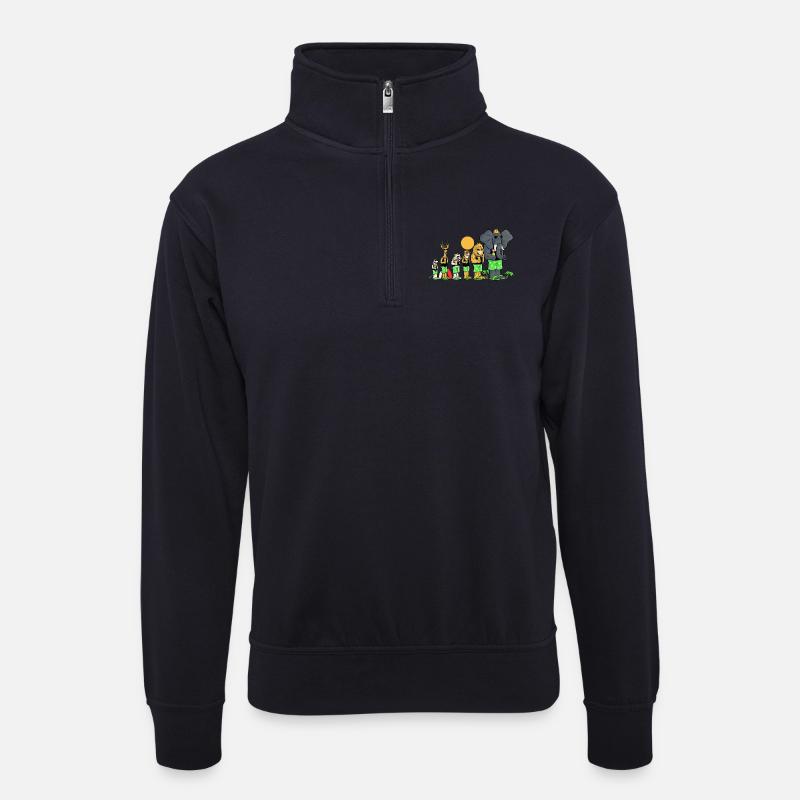 Das Savane-Team am Strand - Unisex Pullover mit Zip-Kragen - Dunkelnavy