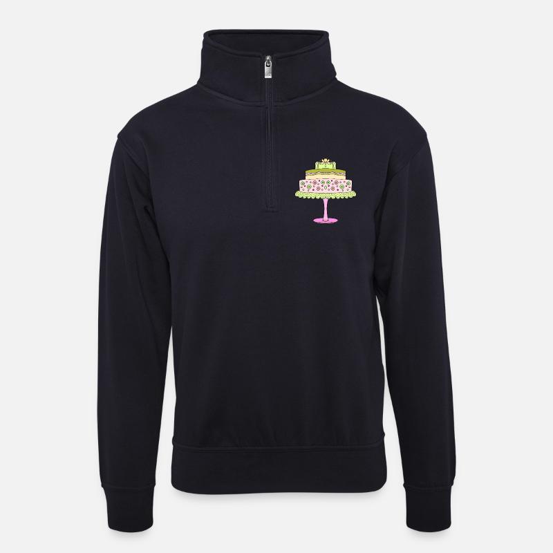 Kuchen - Unisex Pullover mit Zip-Kragen - Dunkelnavy