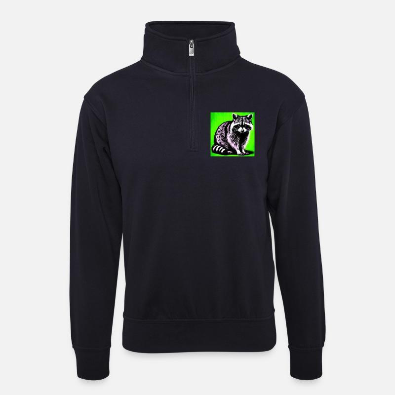 Waschbär - Unisex Pullover mit Zip-Kragen - Dunkelnavy