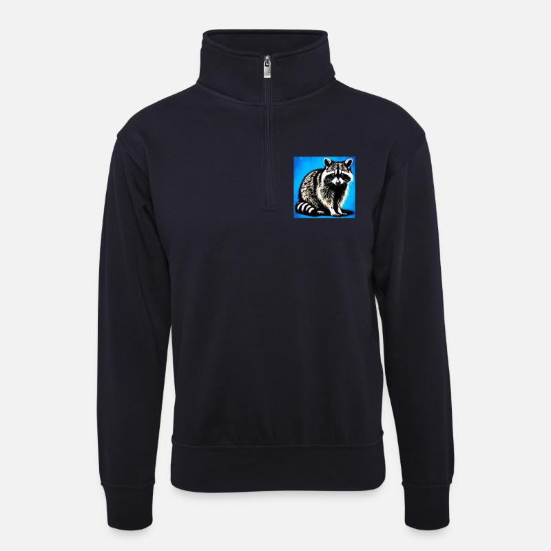 Waschbär - Unisex Pullover mit Zip-Kragen - Dunkelnavy