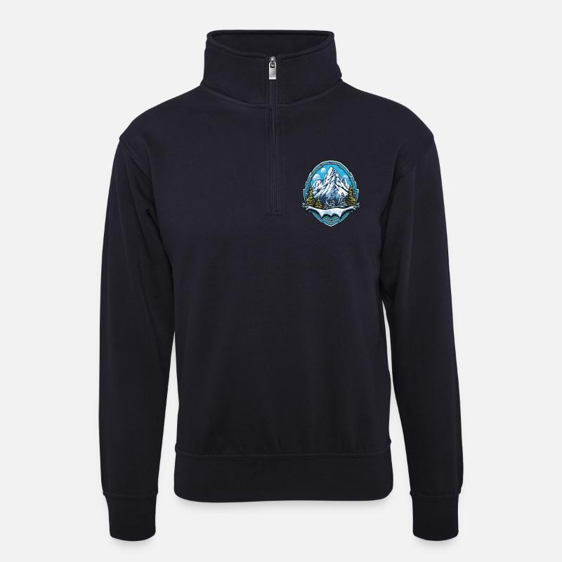 Berge Gebirge - Unisex Pullover mit Zip-Kragen - Dunkelnavy