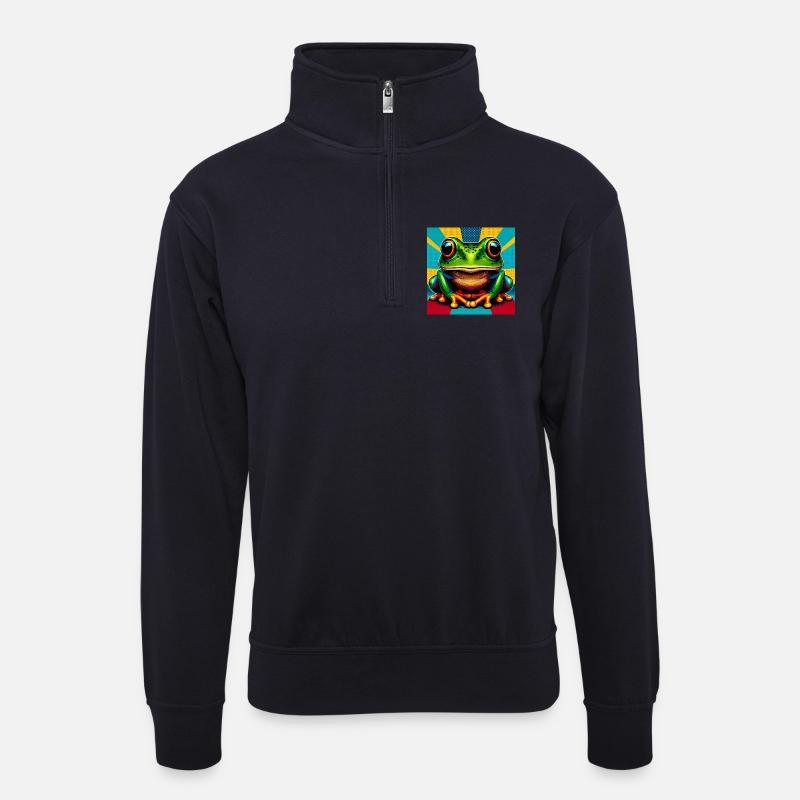 Frosch - Unisex Pullover mit Zip-Kragen - Dunkelnavy
