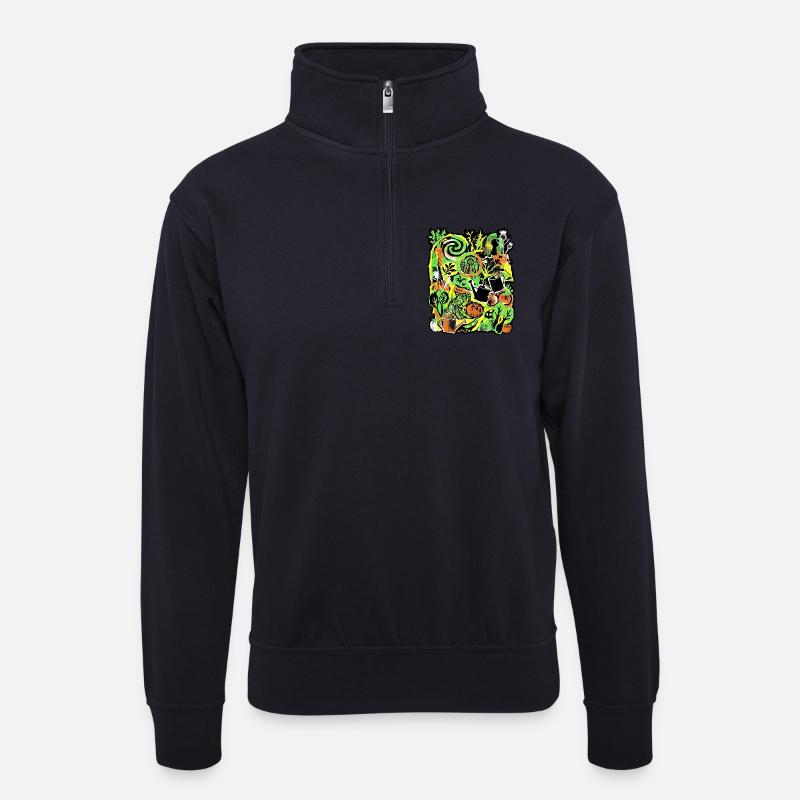 Permakultur Gärtner Gärtnerin - Unisex Pullover mit Zip-Kragen - Dunkelnavy