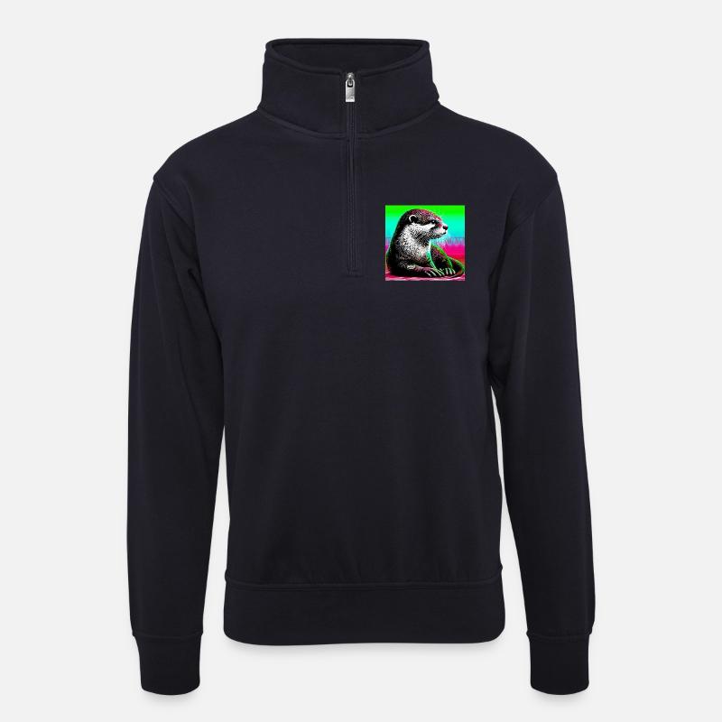 Otter - Unisex Pullover mit Zip-Kragen - Dunkelnavy