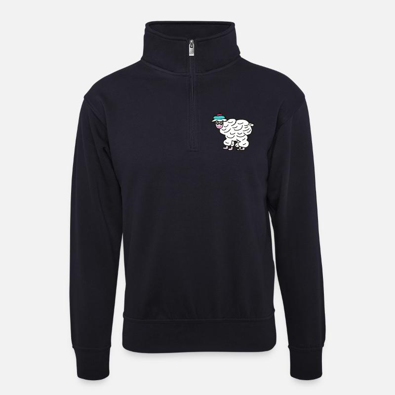 Kinder Schaf Schafe Lamm lustig  - Unisex Pullover mit Zip-Kragen - Dunkelnavy