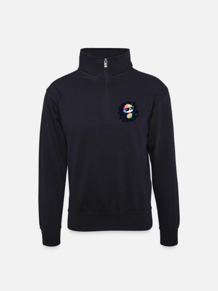 Panda Rainbow Galaxy Cool Glasses - Unisex sweater with zip collar - dark navy