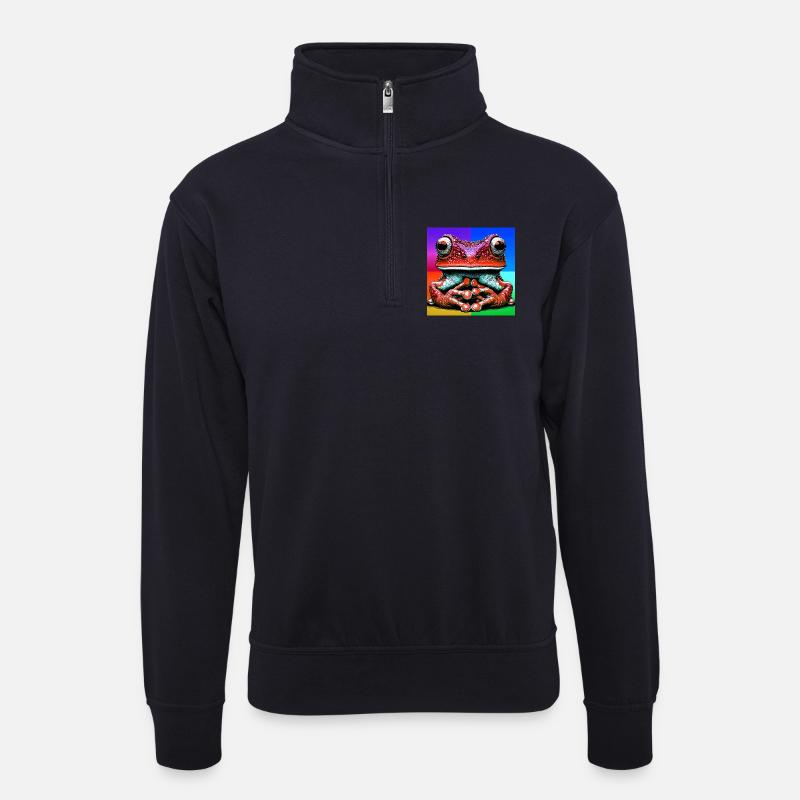 Frosch - Unisex Pullover mit Zip-Kragen - Dunkelnavy