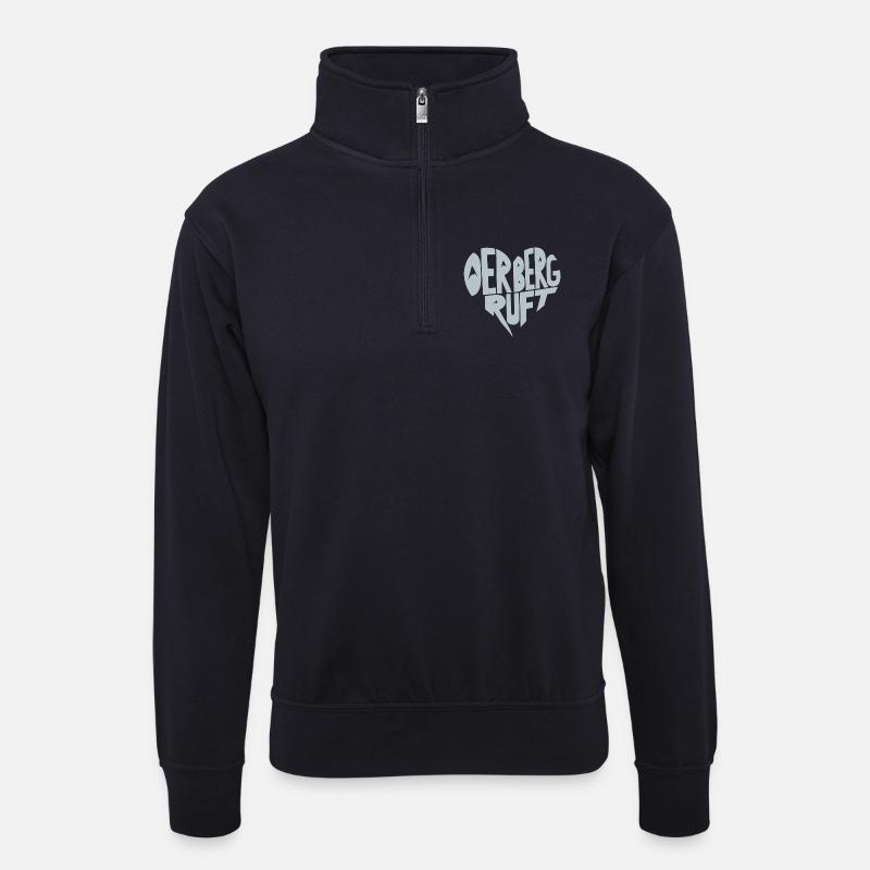 Der Berg ruft Herz - Unisex Pullover mit Zip-Kragen - Dunkelnavy