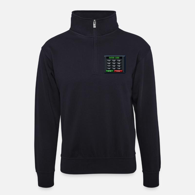 Enter Code Keypad Neon - Unisex sweater with zip collar - dark navy