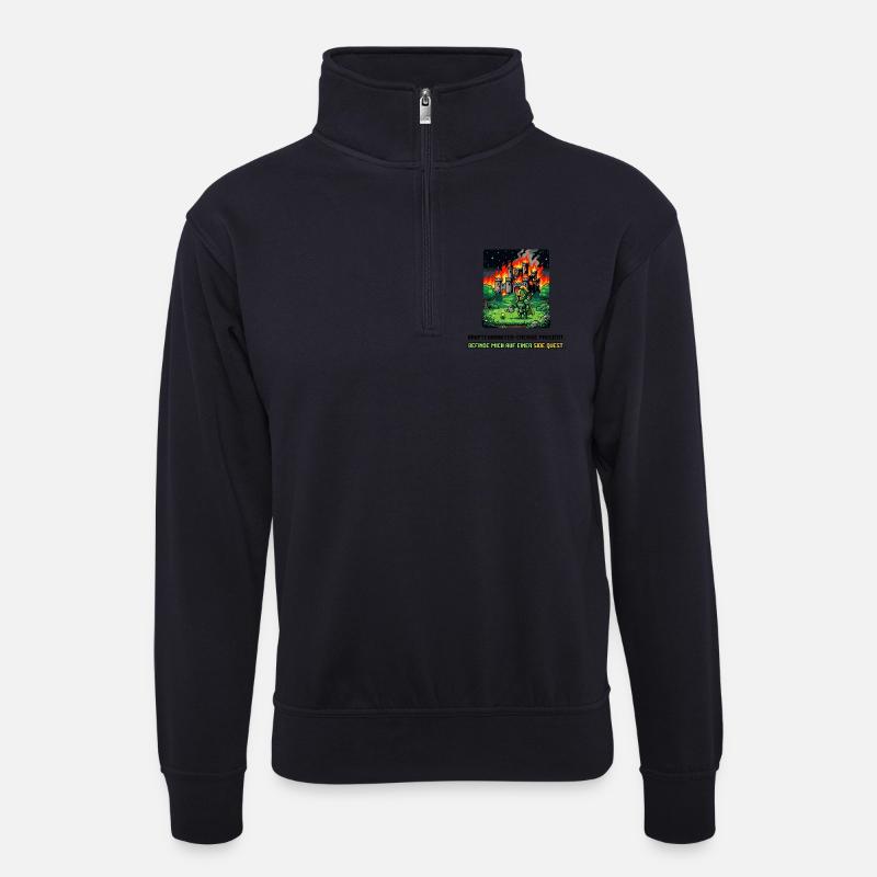 Side Quest Pause Gaming Spruch - Unisex Pullover mit Zip-Kragen - Dunkelnavy