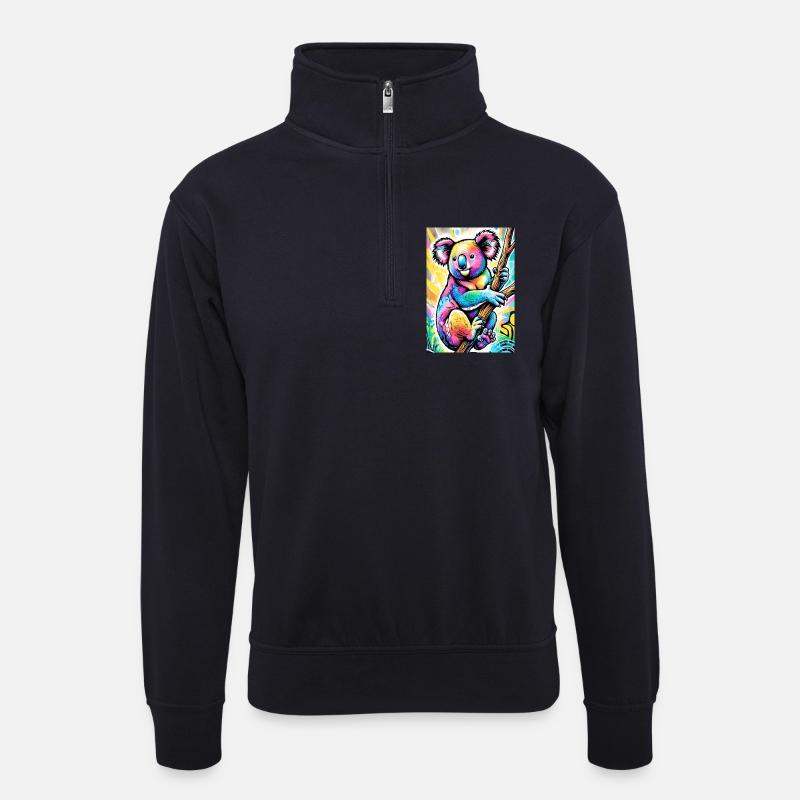 Koala - Unisex Pullover mit Zip-Kragen - Dunkelnavy