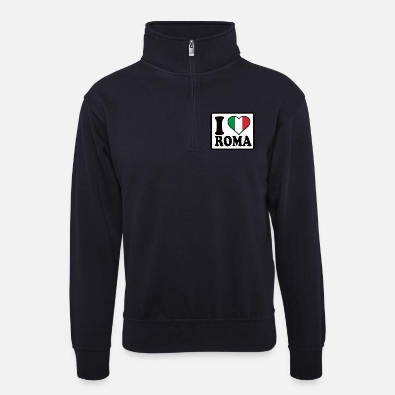 I love Roma, Rom - Unisex Pullover mit Zip-Kragen - Dunkelnavy