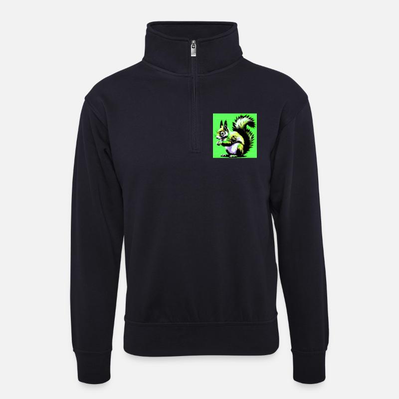 Eichhörnchen - Unisex Pullover mit Zip-Kragen - Dunkelnavy