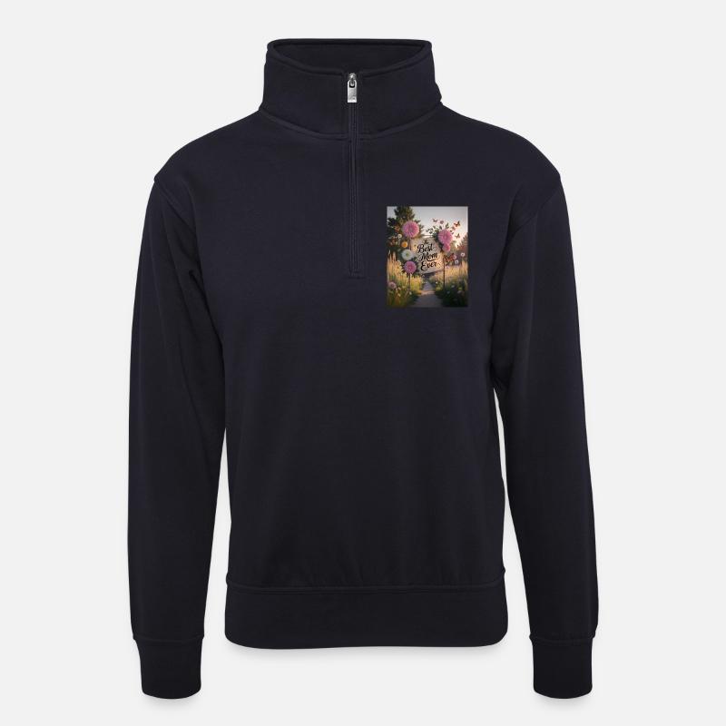 Beste Mama Ever Gartenzauber - Unisex Pullover mit Zip-Kragen - Dunkelnavy